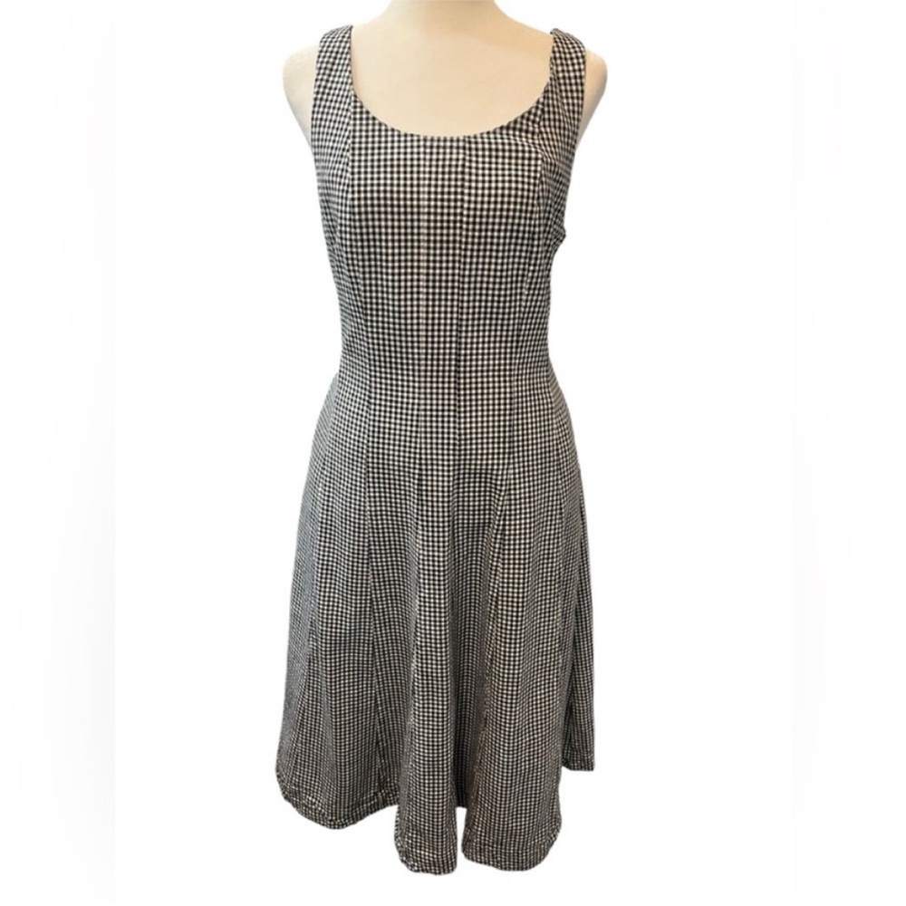 a.new day Black and White Gingham/Checkered Sleeveless Midi Dress - Size 6 - Picture 4 of 10